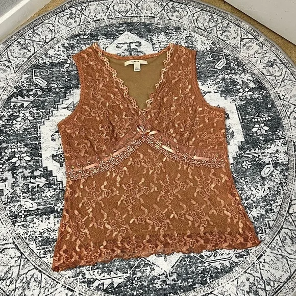 ❌SOLD Y2k Merona Lace & Sequin Sleeveless Blouse - Size S - Picture 5 of 9